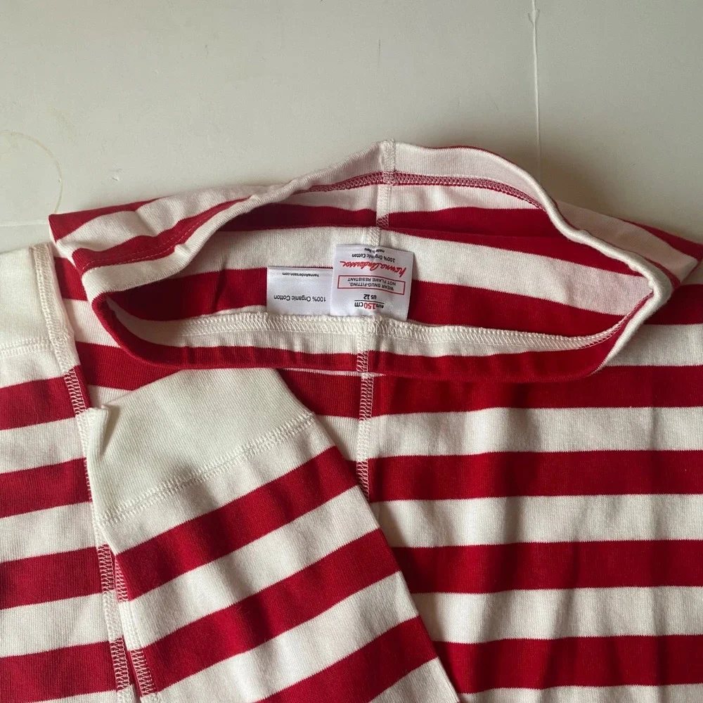 Hanna Andersson Kid Red Candy Cane Striped Organic Cotton Pajama Sz 12 Christmas
